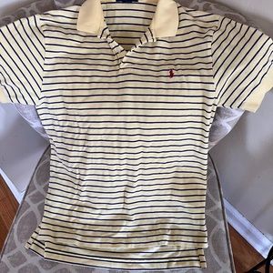 Polo by Ralph Yellow Blue White Striped Polo Sz Medium
100% Cotton